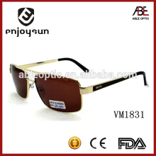 High Quality Double Bridge Metal Fashion Men Óculos de sol Brown Lenses Metal Óculos de sol